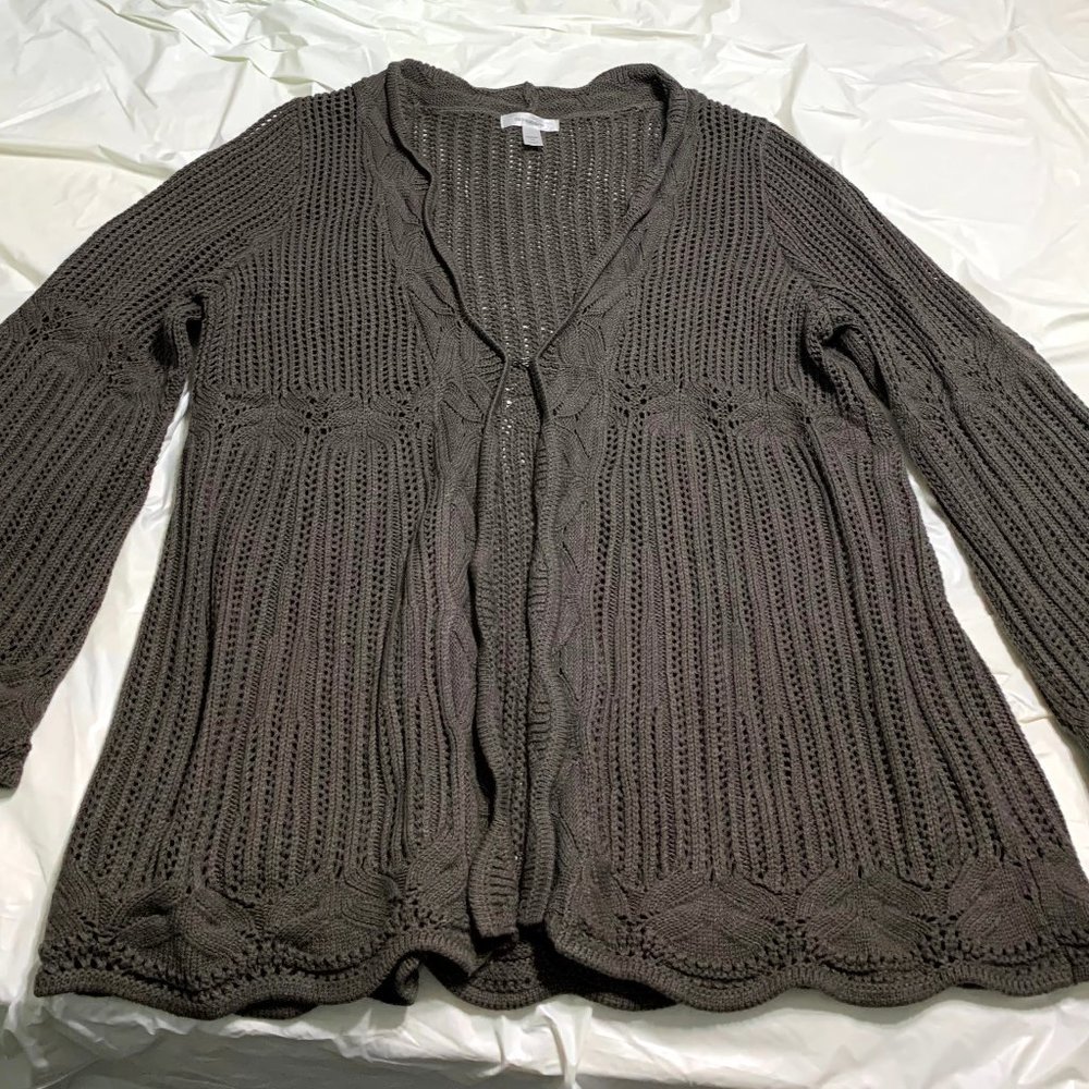 Brown Crochet Sweater w. hook & eye closure 1X